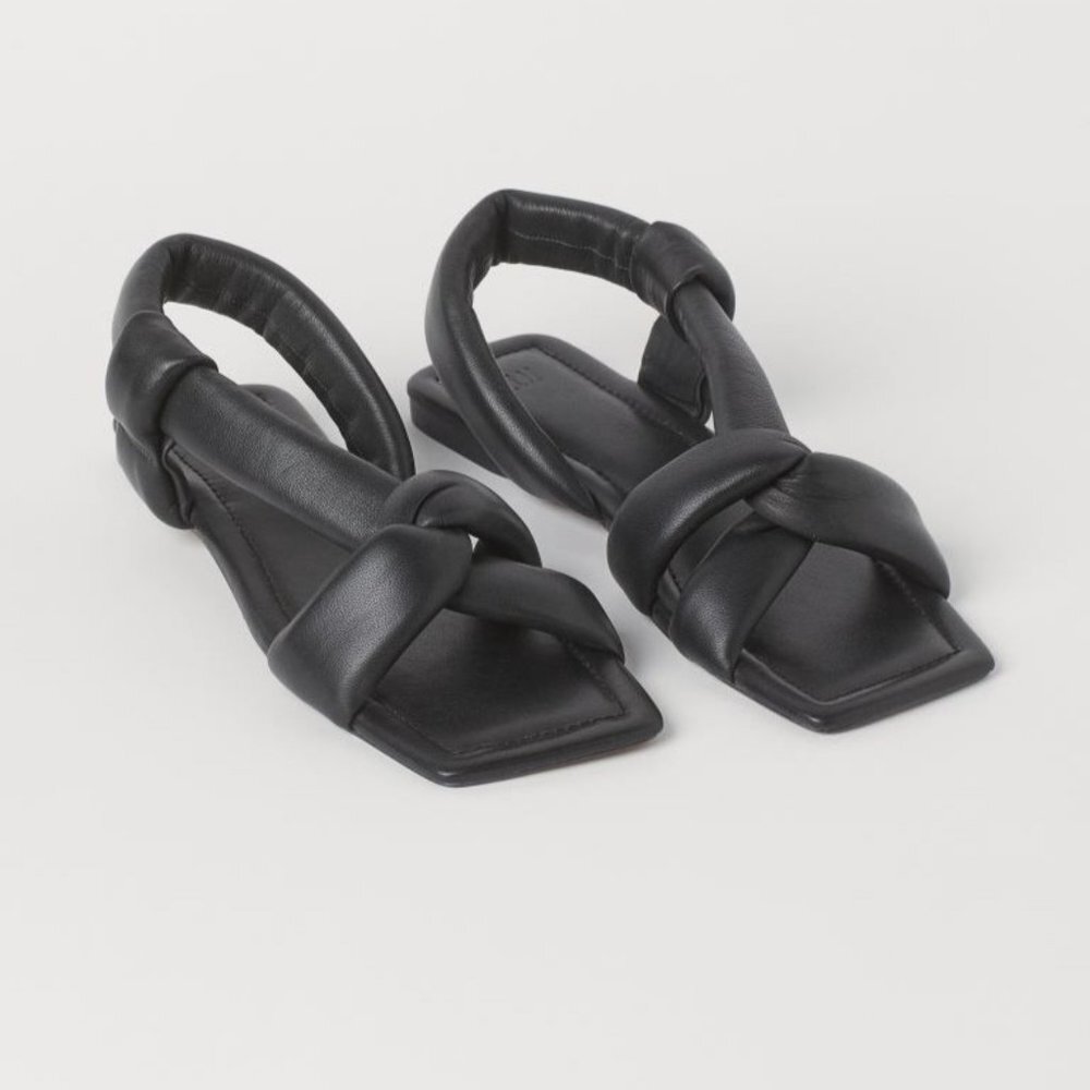 New H&M Genuine Leather Sandals In Black - Size Us 4.5